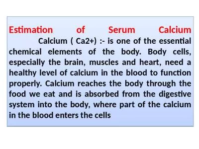 Estimation of Serum Calcium