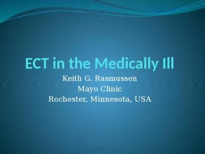 ECT in the Medically Ill