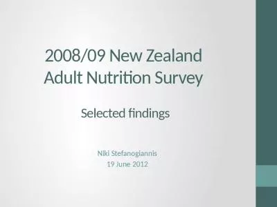 2008/09 New Zealand  Adult Nutrition Survey