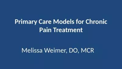 Primary  Care Models for Chronic Pain