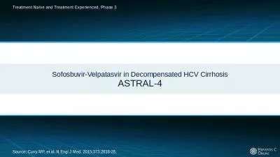 Sofosbuvir-Velpatasvir in Decompensated HCV Cirrhosis