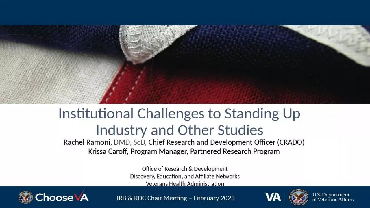 PPT-Institutional Challenges to Standing Up Industry and Other Studies