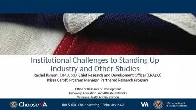 Institutional Challenges to Standing Up Industry and Other Studies