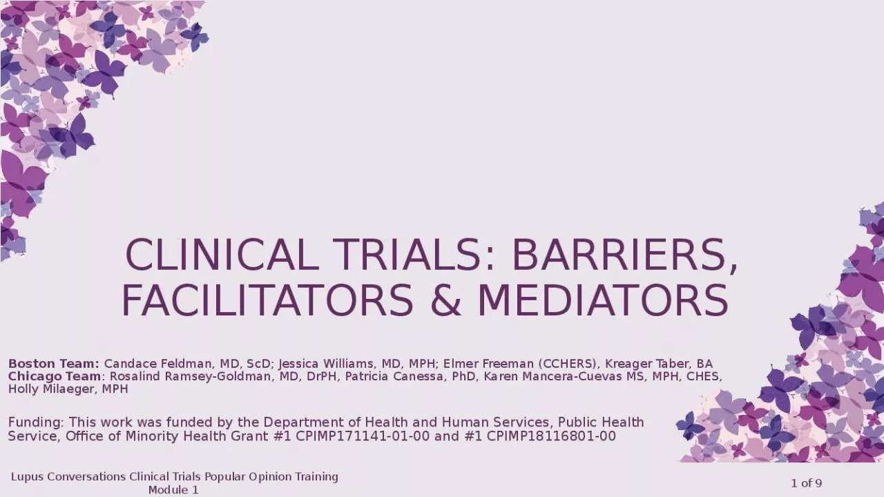 PPT-Clinical Trials: Barriers, Facilitators & Mediators