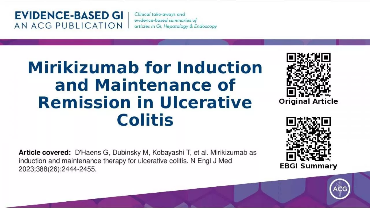 PPT-Mirikizumab for Induction and Maintenance of Remission in Ulcerative Colitis