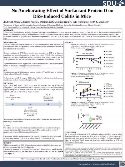 No Ameliorating Effect of Surfactant Protein D on DSS-Induced Colitis in Mice