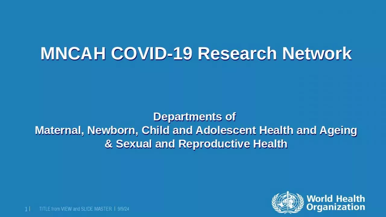 PPT-MNCAH COVID-19 Research Network