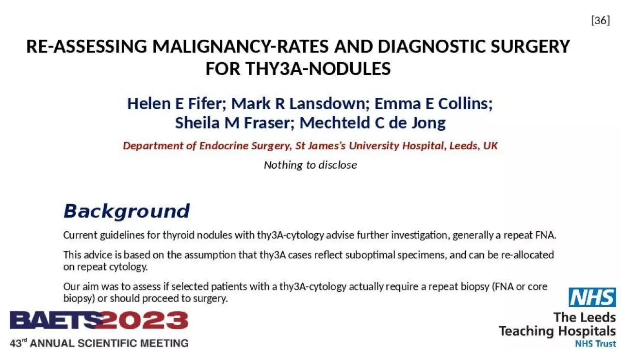 PPT-RE-ASSESSING MALIGNANCY-RATES AND DIAGNOSTIC SURGERY FOR THY3A-NODULES