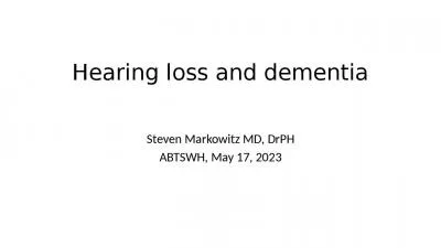 Hearing loss and dementia