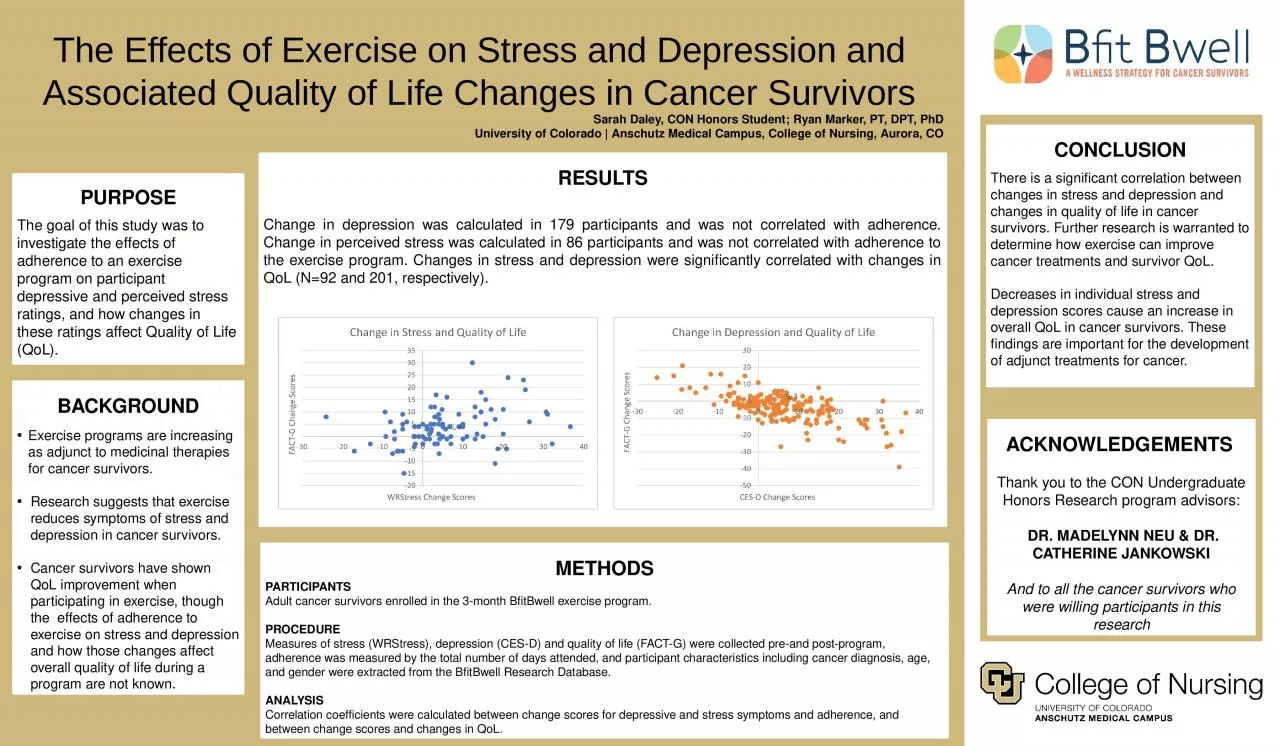 PPT-The Effects of Exercise on Stress and Depression and Associated Quality of Life Changes