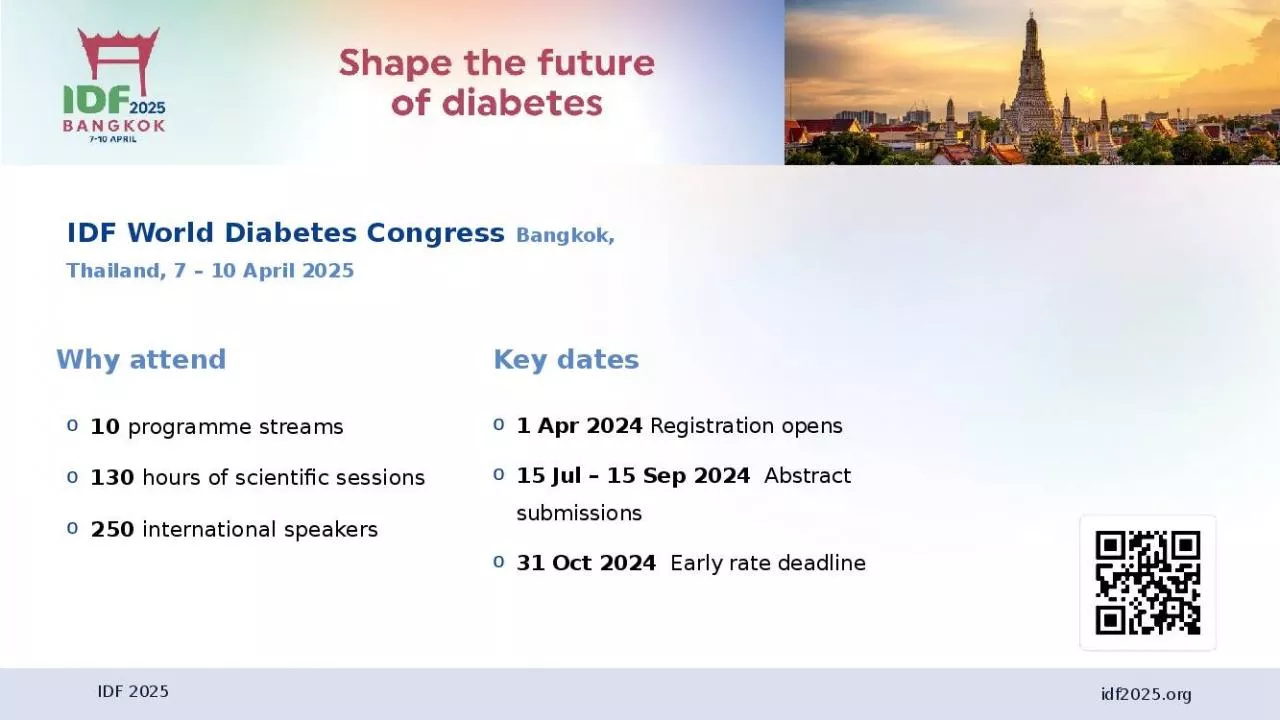 PPT-Key dates IDF World Diabetes Congress