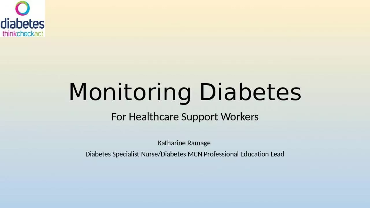 PPT-Monitoring Diabetes For Healthcare Support Workers