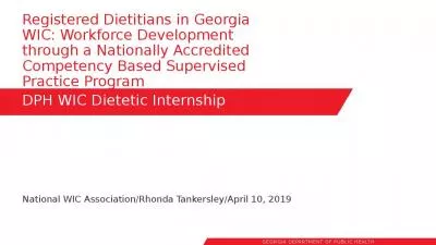 Registered Dietitians in Georgia WIC: Workforce Development through a Nationally Accredited Compete