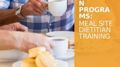 Nutrition Programs: Meal Site Dietitian