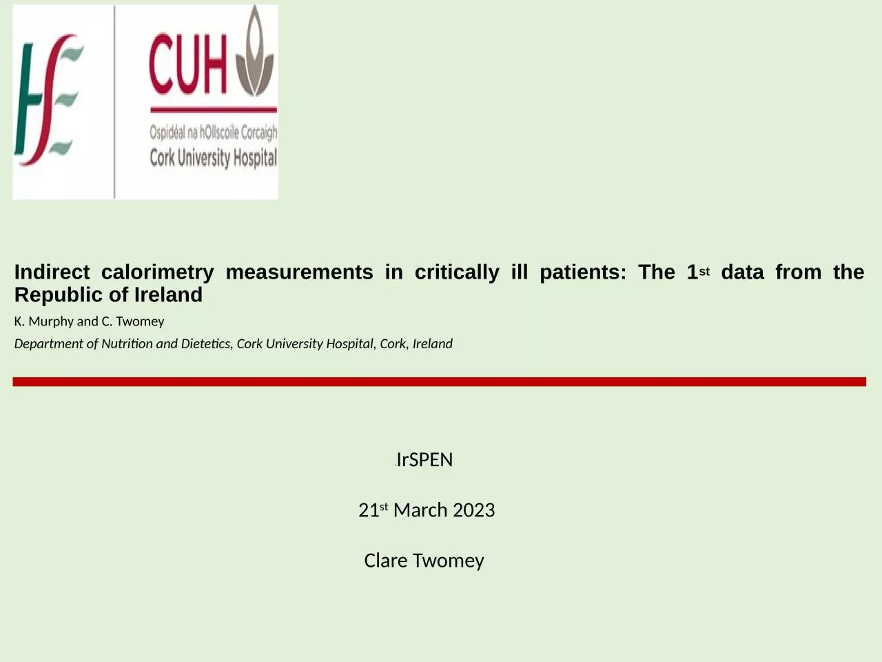 PPT-Indirect calorimetry measurements in critically ill patients: The 1