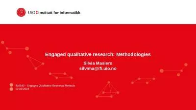 Engaged qualitative research: Methodologies