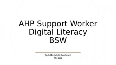 AHP Support Worker Digital Literacy