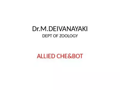 Dr.M.DEIVANAYAKI DEPT OF ZOOLOGY