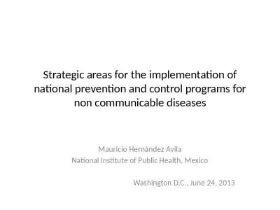 Strategic areas for the implementation of national prevention and control programs for