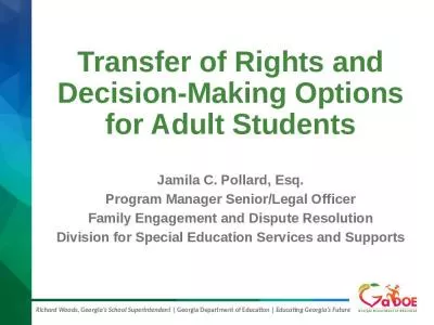 Transfer of Rights and Decision-Making Options for Adult Students