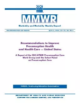 Morbidity and Mortality Weekly ReportRecommendations and ReportsApril
