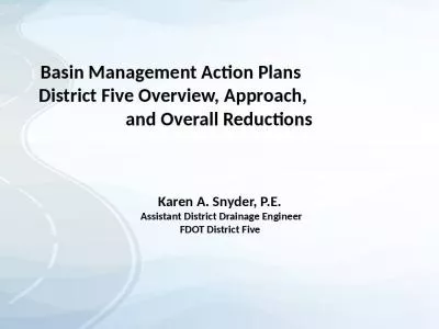 Karen A. Snyder, P.E.  Assistant District Drainage Engineer