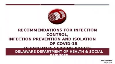 Last updated 10/12/20 RECOMMENDATIONS FOR INFECTION CONTROL,