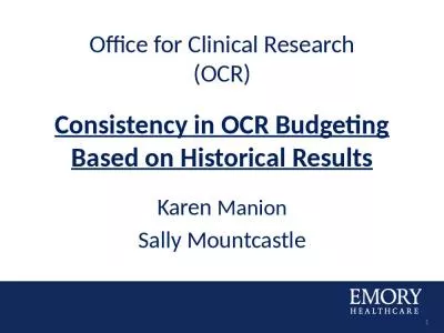 Consistency in OCR Budgeting Based on