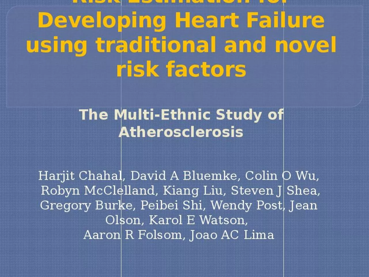 PPT-Risk Estimation for Developing Heart Failure using traditional and novel risk factors