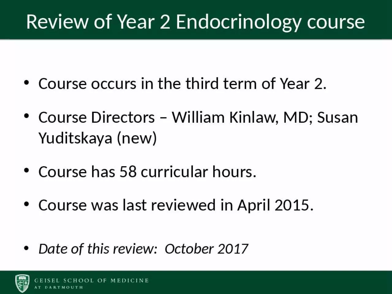 PPT-Review of Year 2 Endocrinology