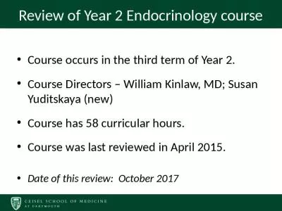 Review of Year  2   Endocrinology