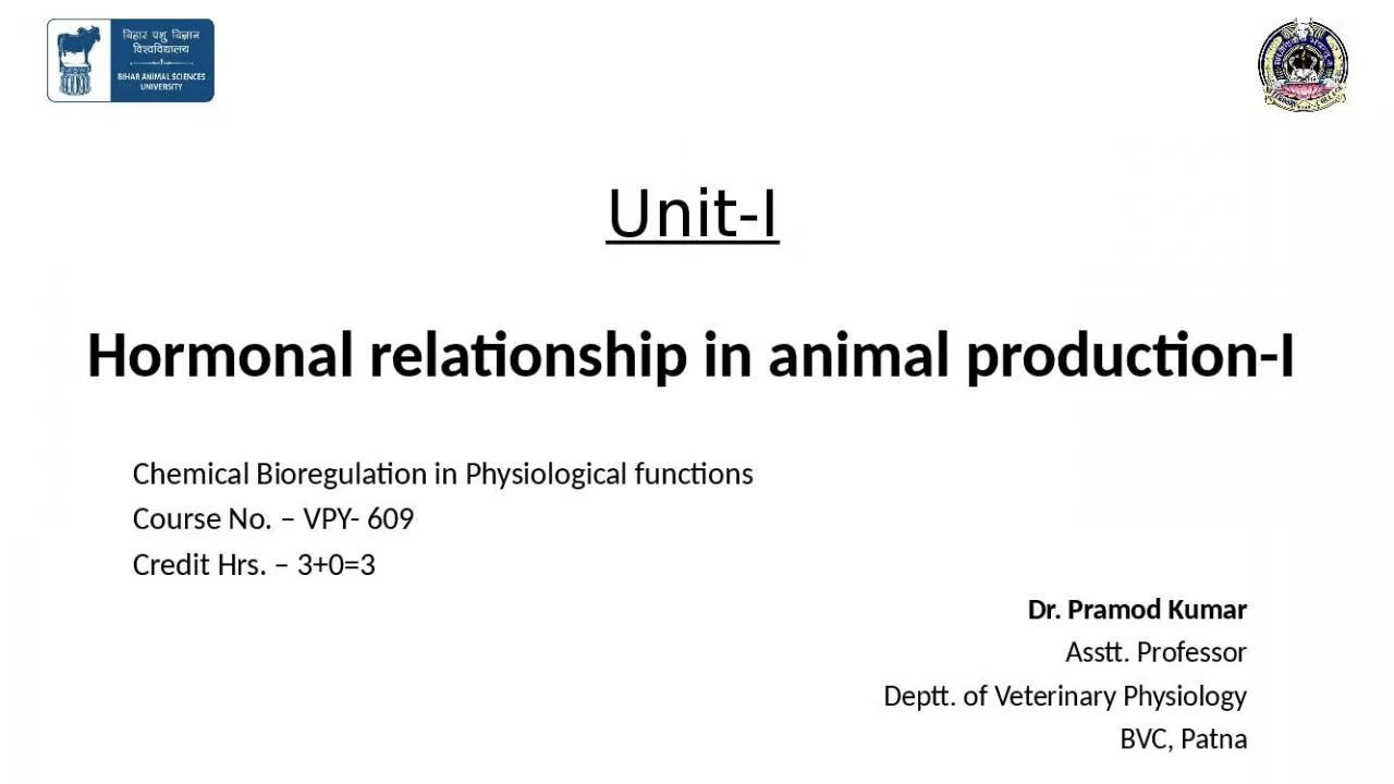 PPT-Unit-I Hormonal relationship in animal