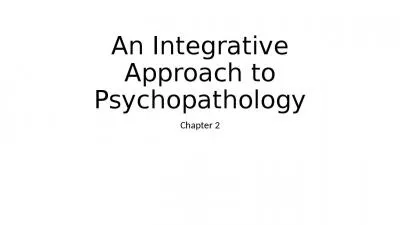 An Integrative Approach to Psychopathology