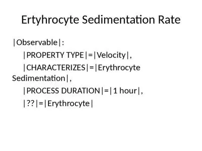 Ertyhrocyte  Sedimentation Rate