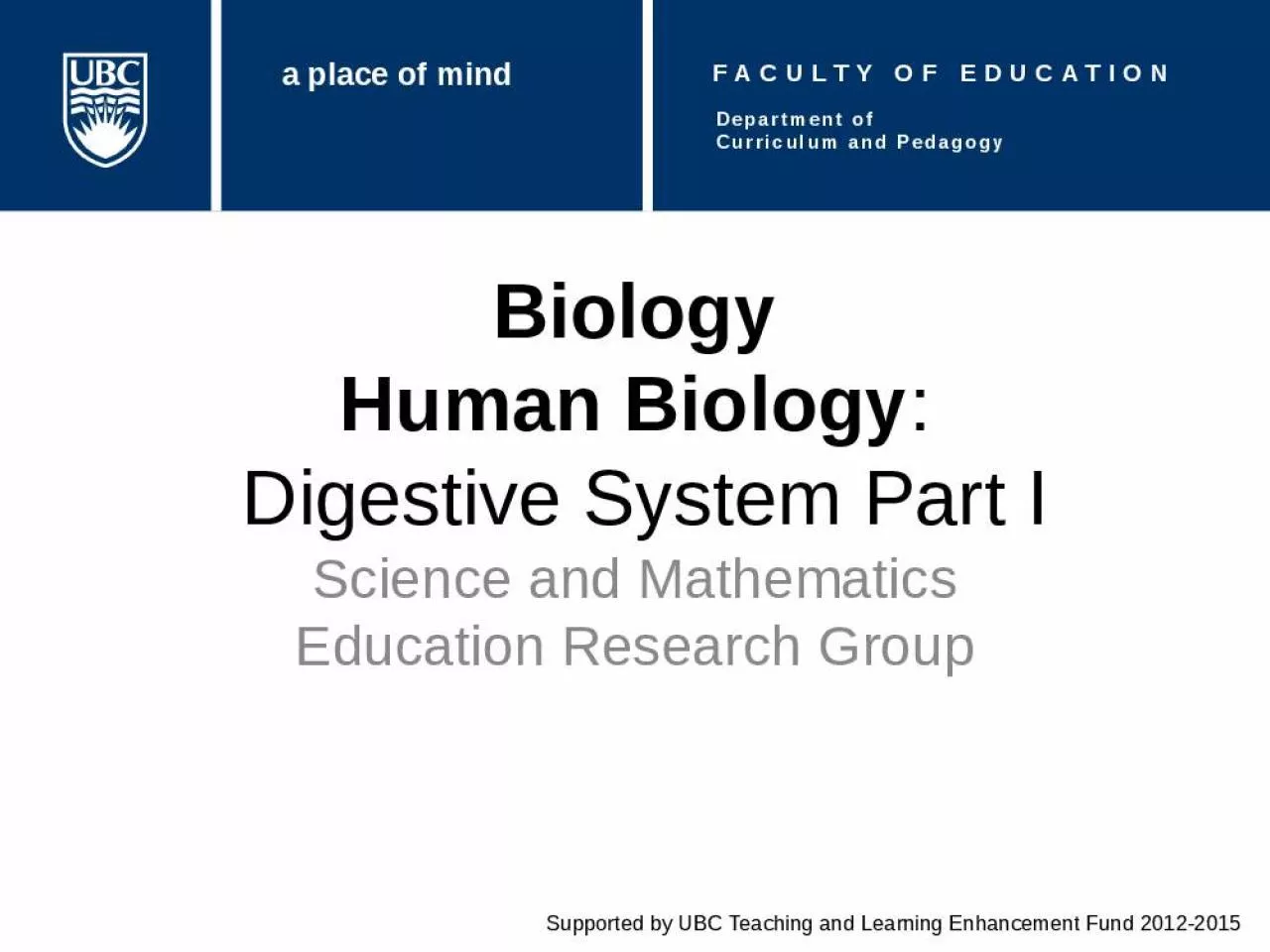 PPT-Biology Human Biology : Digestive System Part I