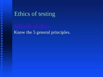 Ethics of testing APA code of ethics