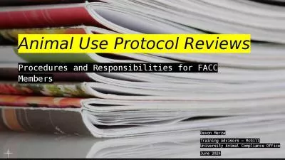 Animal Use Protocol Reviews