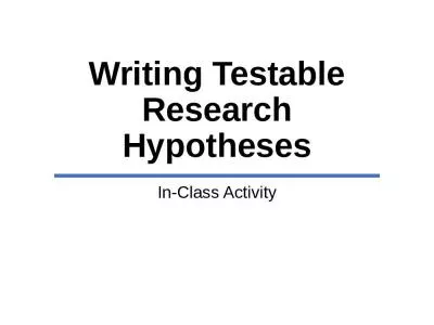 Writing Testable Research Hypotheses