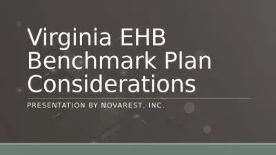 Virginia EHB Benchmark Plan Considerations