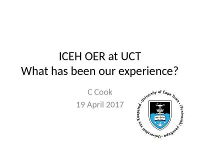 ICEH OER at UCT What has been our experience?