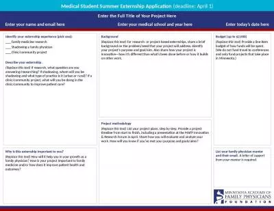 Medical Student Summer Externship Application