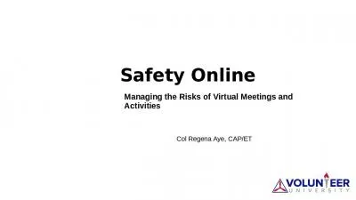 Safety Online Managing the Risks of Virtual Meetings and Activities