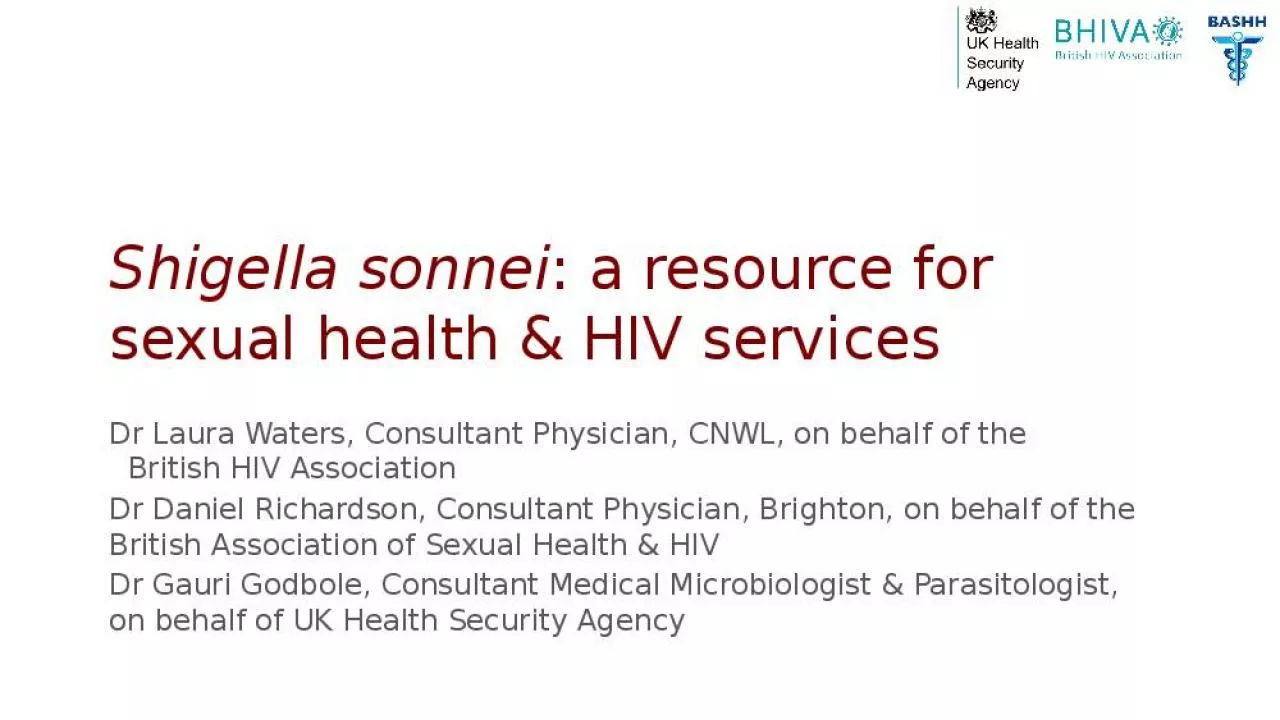 PPT-Shigella sonnei : a resource for sexual health & HIV services