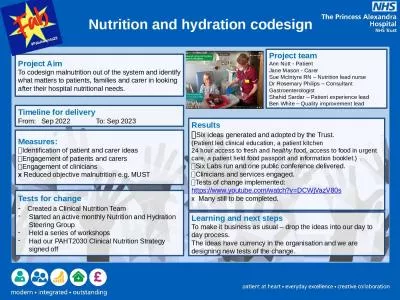 Nutrition and hydration codesign