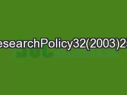 ResearchPolicy32(2003)255
