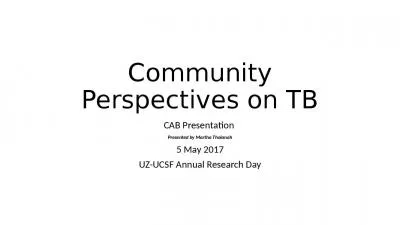 Community  Perspectives on TB