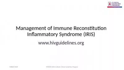 Management of Immune Reconstitution Inflammatory Syndrome (IRIS)