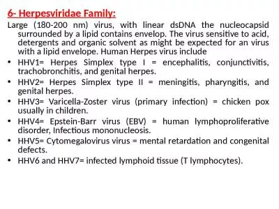 6- Herpesviridae Family: