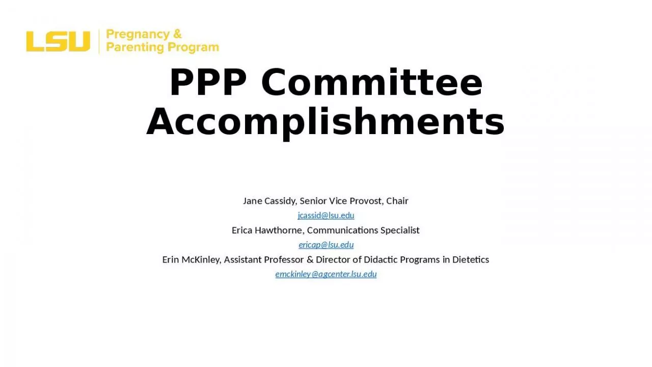 PPT-PPP Committee Accomplishments