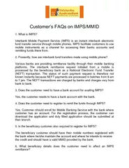 Customer’s FAQs on IMPS/MMID